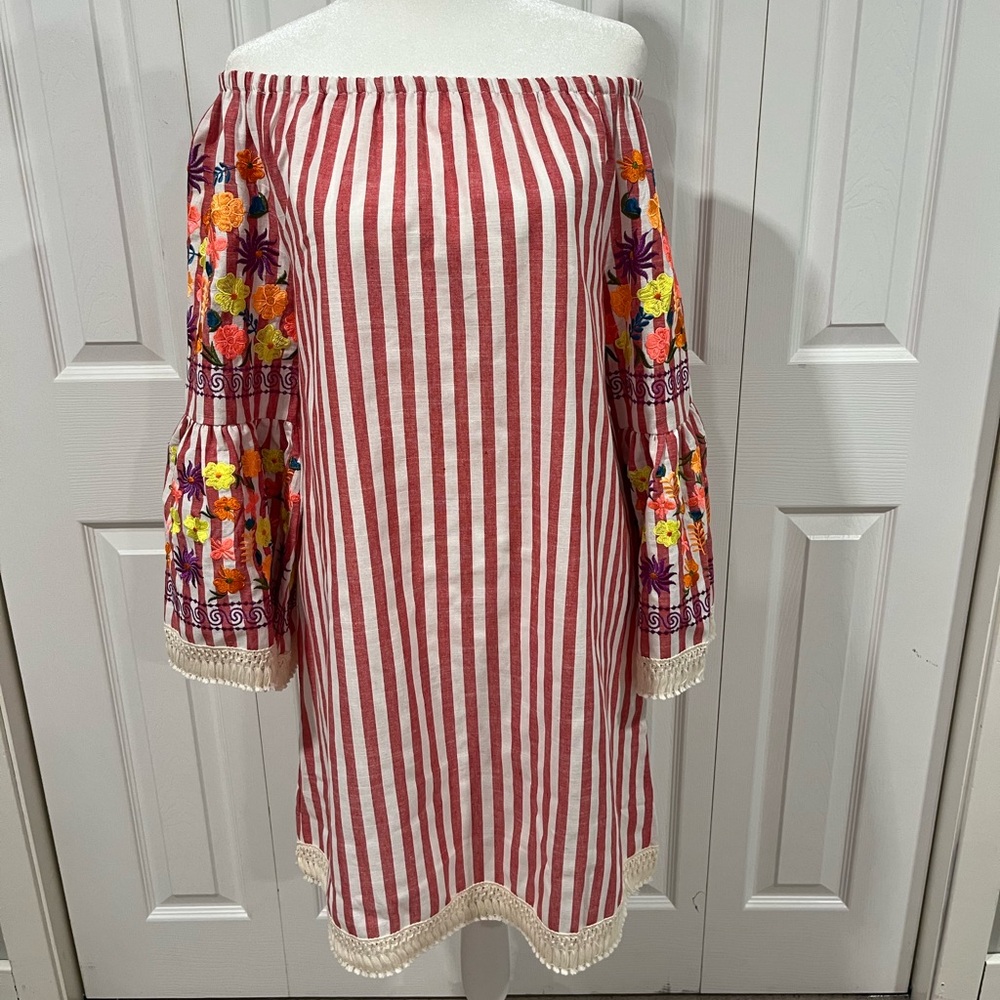 NWT embroidered off the shoulder dress